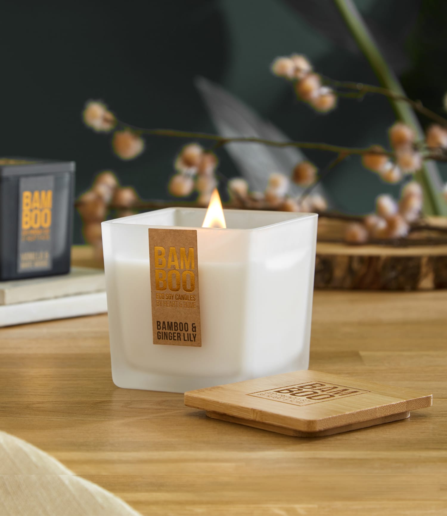 Bamboo & Ginger Lily Large Soy Candle - 40 Hours Burn - Crackling Wick