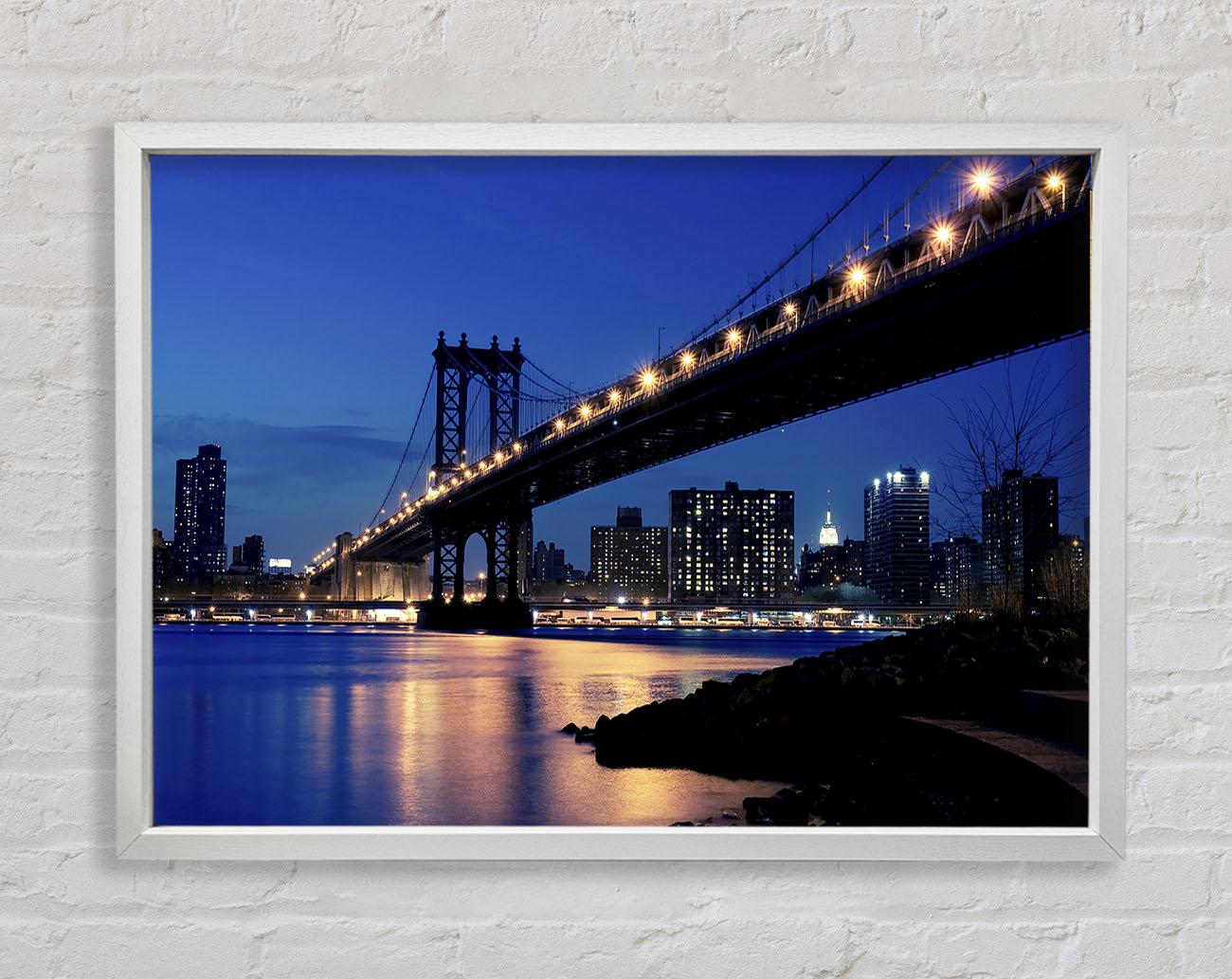 Brooklyn Bridge Peach Glow Framed Wall Art