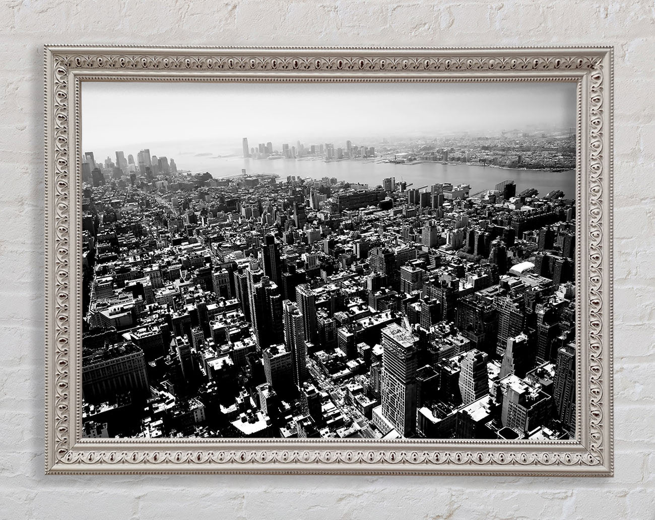 Chicago Arial View B n W Framed Wall Art