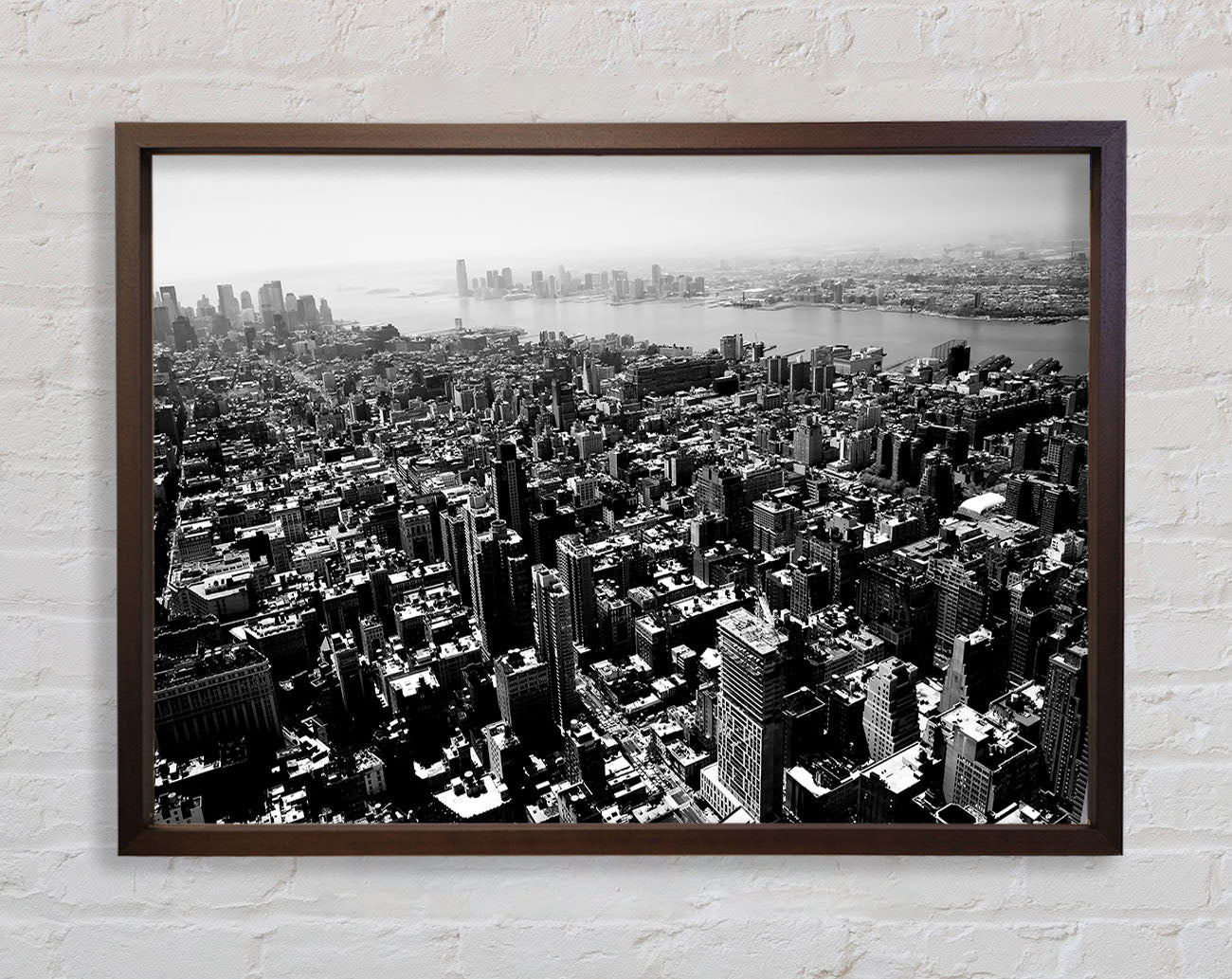 Chicago Arial View B n W Framed Wall Art