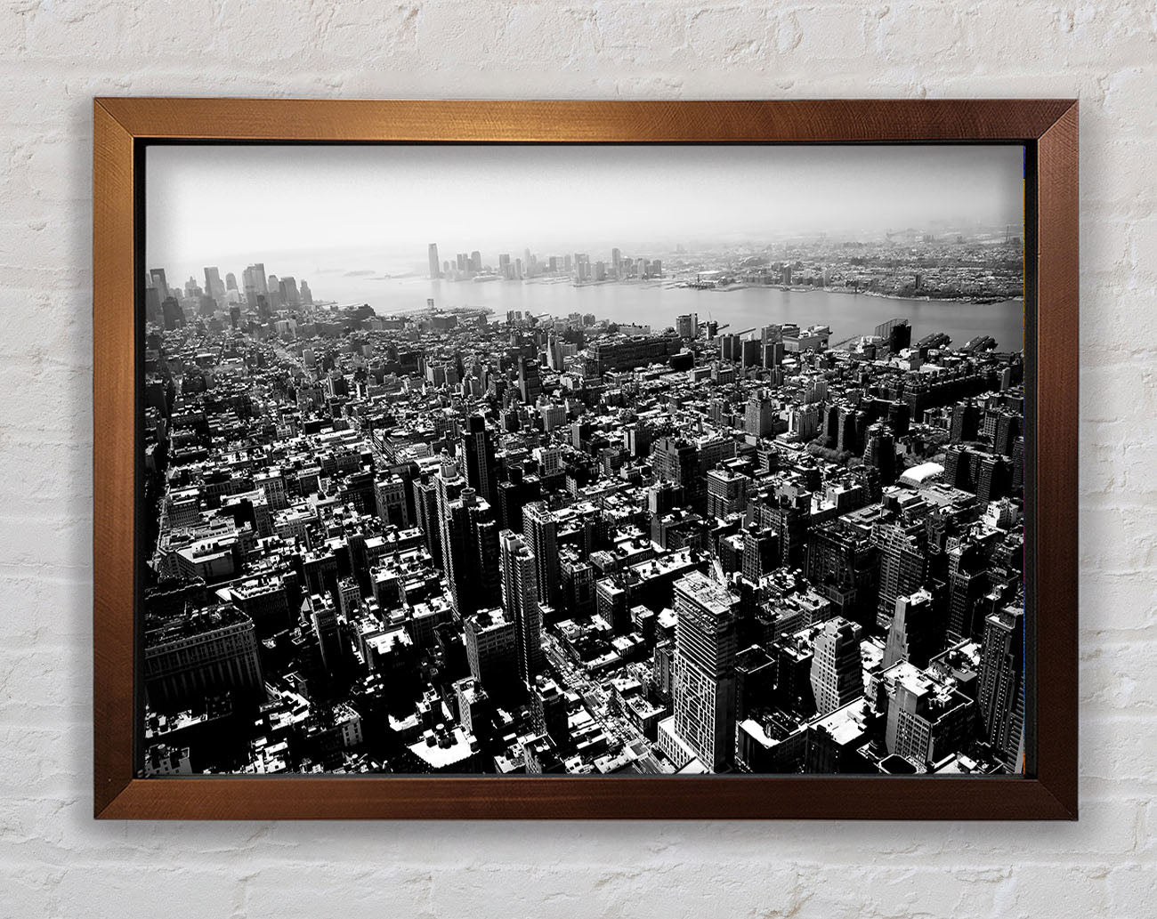 Chicago Arial View B n W Framed Wall Art