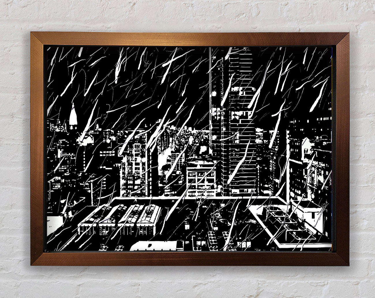 City Illustration B n W Framed Wall Art