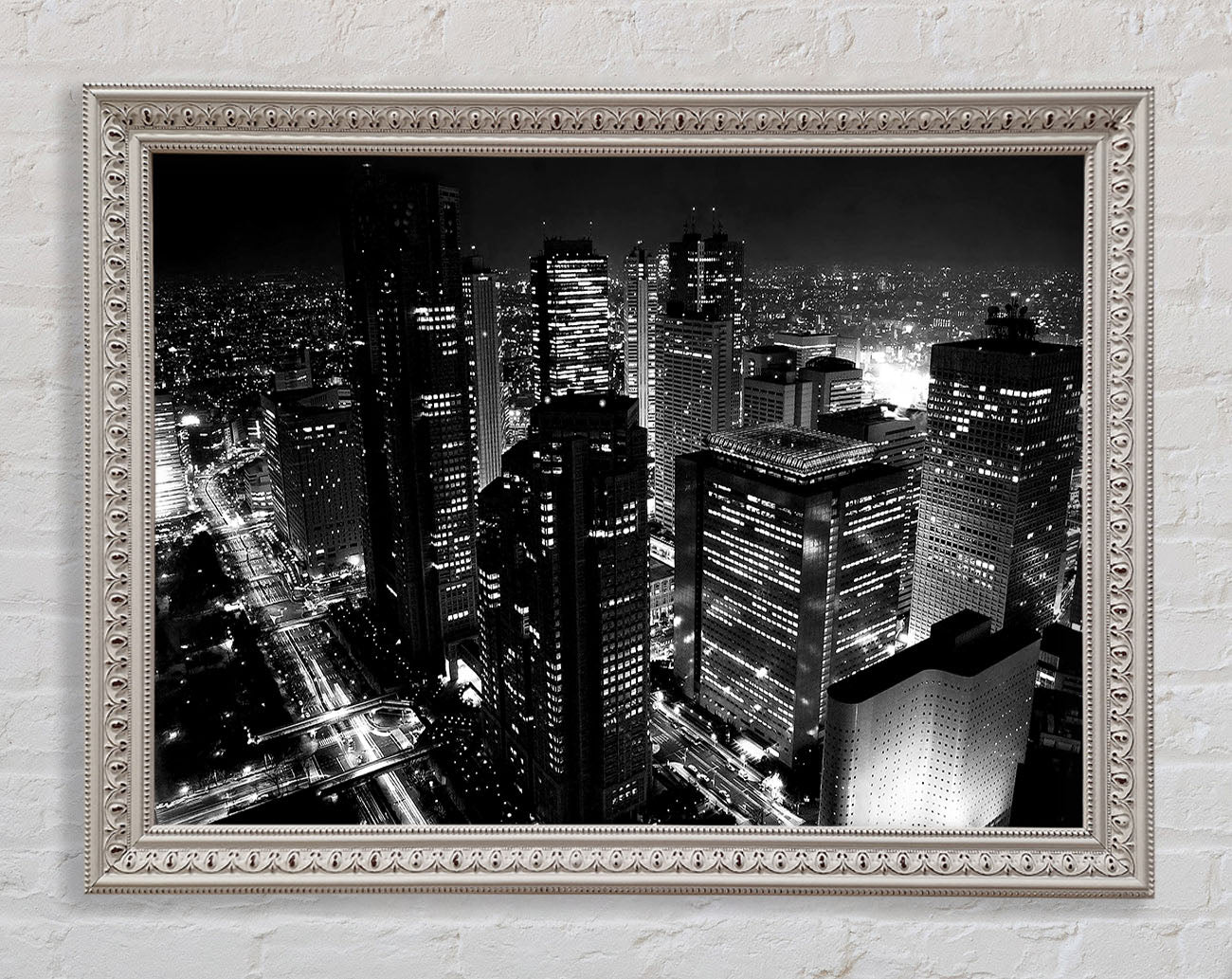 City Nights B n W Framed Wall Art