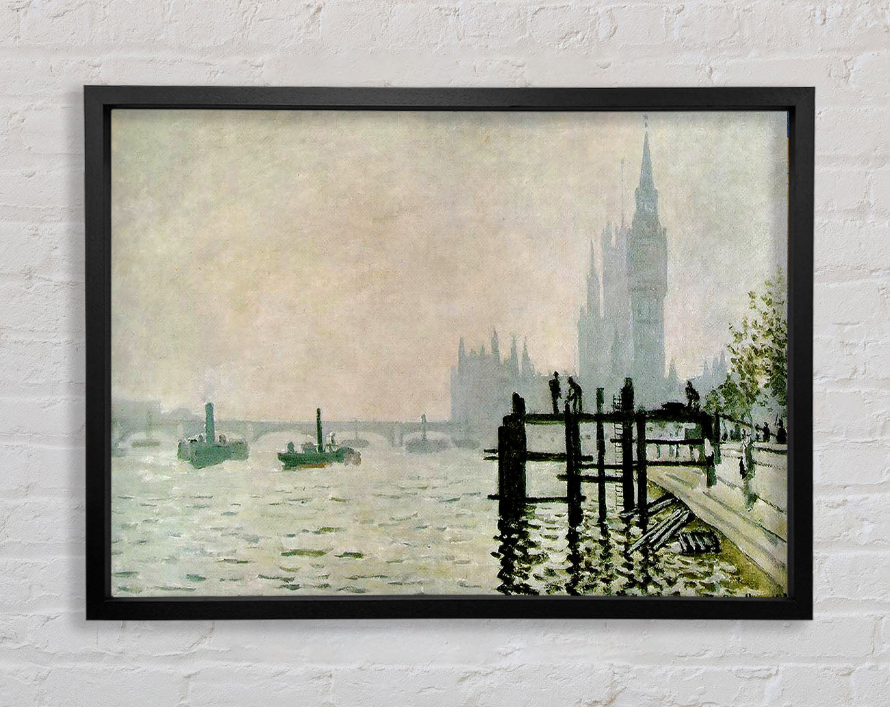 Claude Monet The Thames And The Houses Of Parliament Framed Wall Art