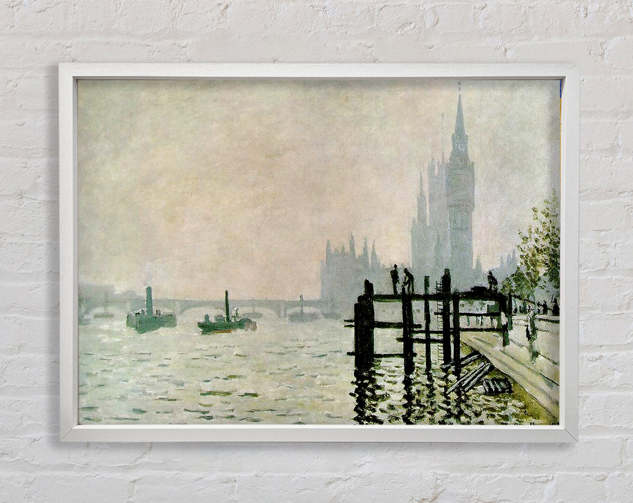 Claude Monet The Thames And The Houses Of Parliament Framed Wall Art