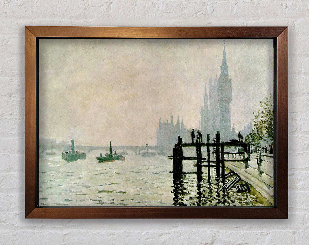 Claude Monet The Thames And The Houses Of Parliament Framed Wall Art