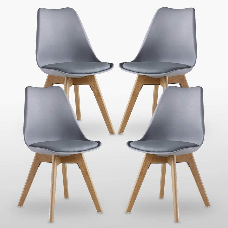 Black Halo Dining Table & Set of 4 Jamie Lorenzo Tulip chairs with Padded Seat
