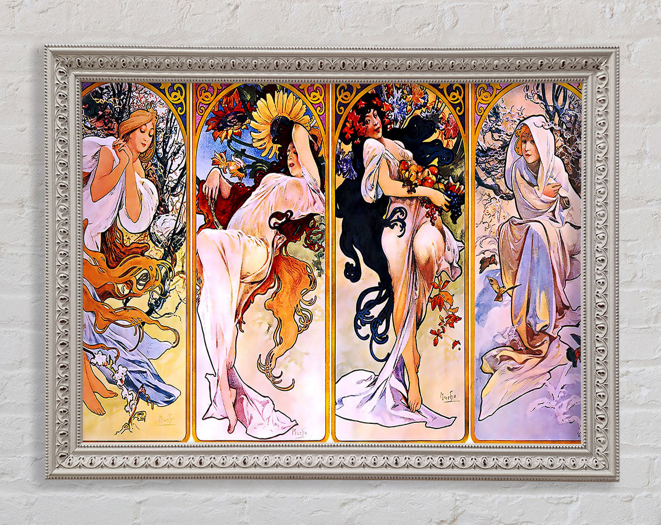 Alphonse Mucha Four Seasons Framed Wall Art