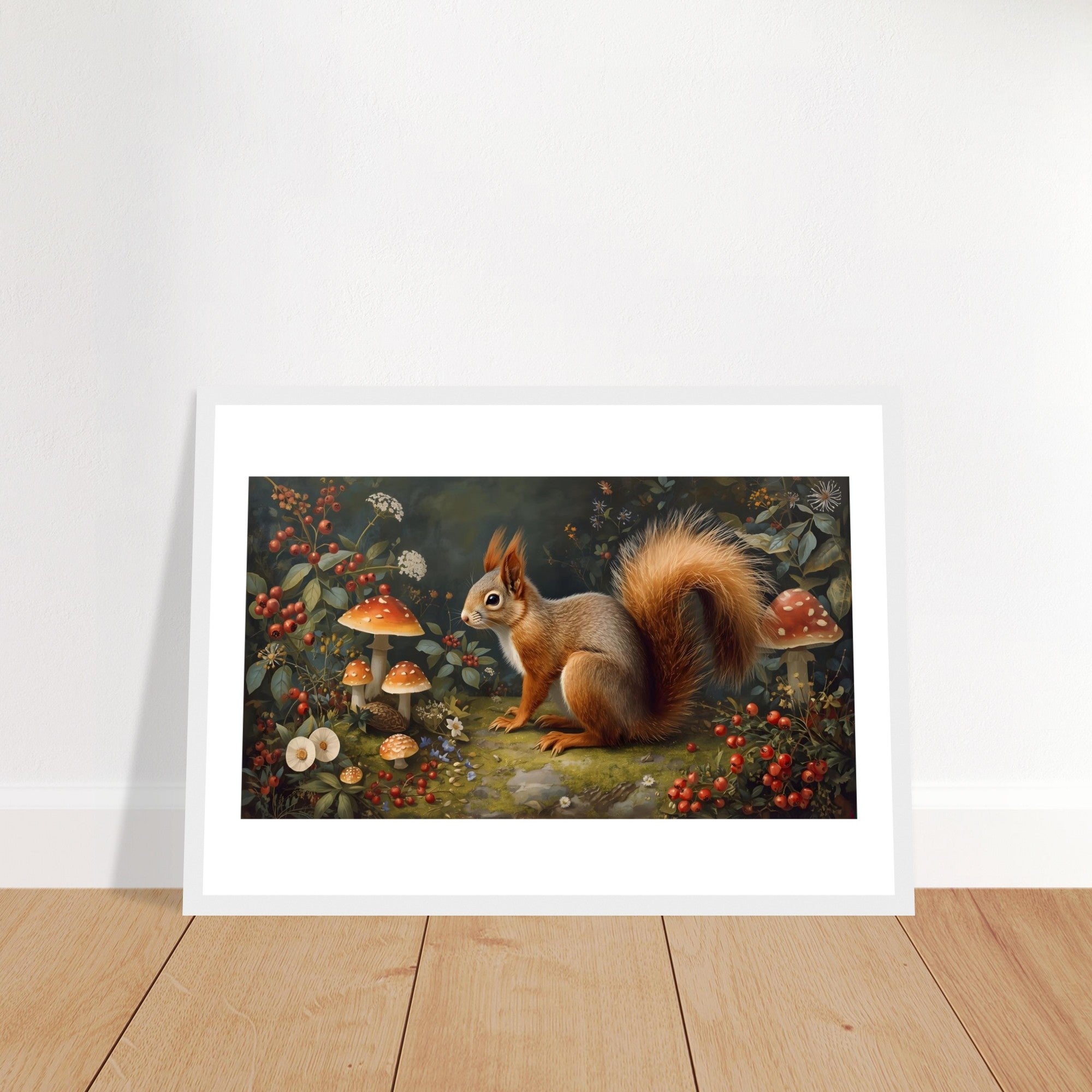 Woodland Squirrel Framed Print – Rustic Nature Wall Art
