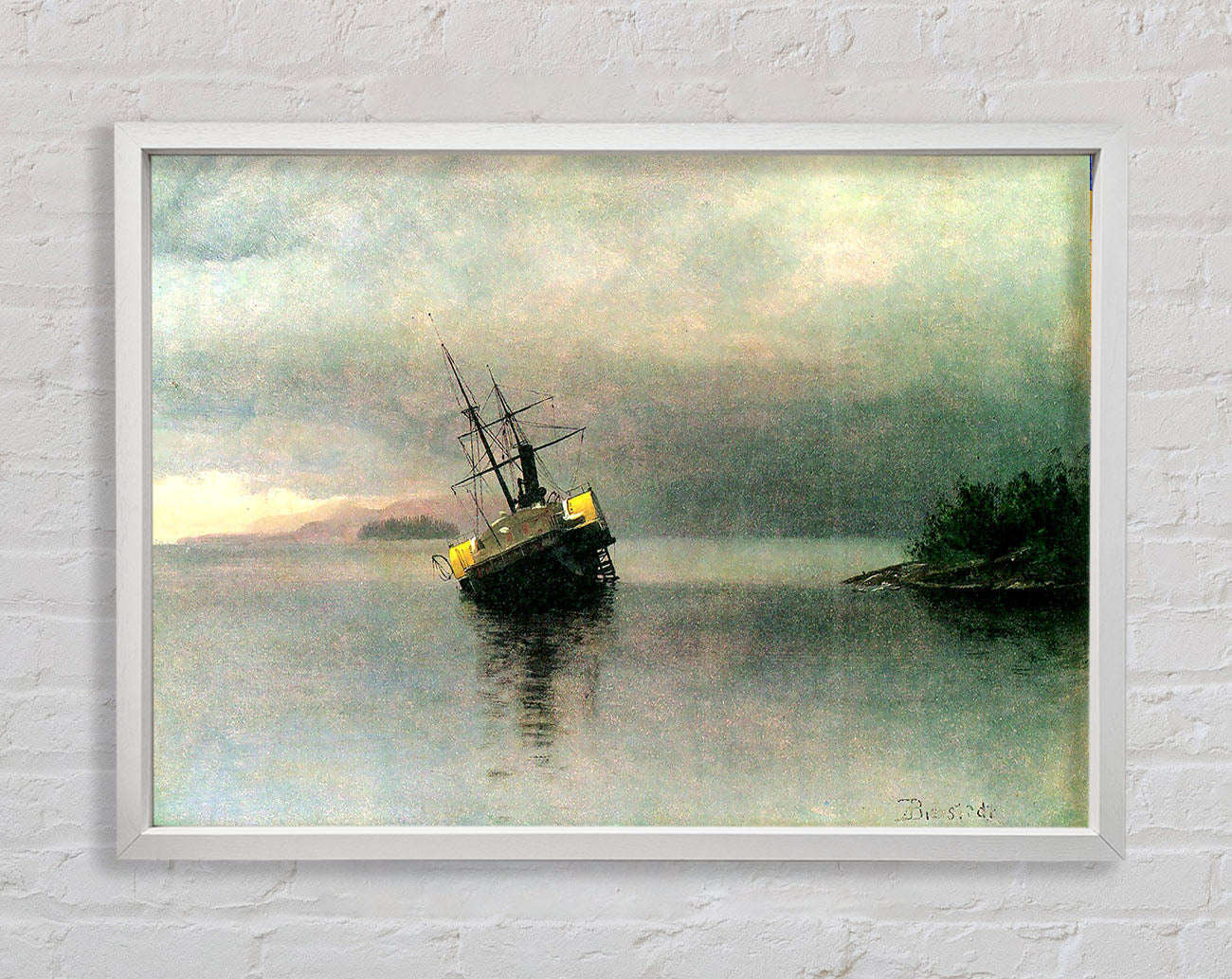 Bierstadt Shipwreck In Loring Bay Alaska Framed Wall Art