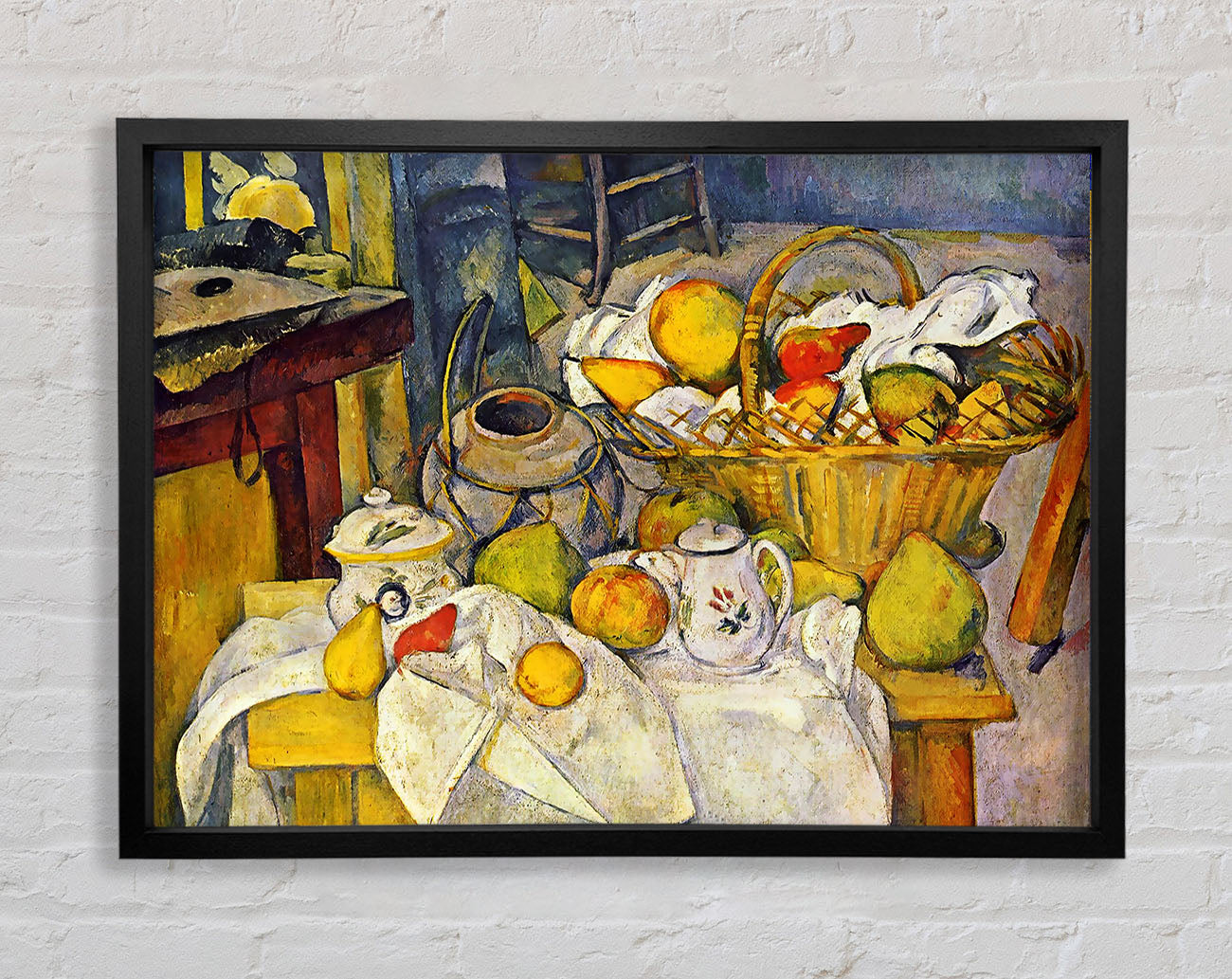 Cezanne Still Life With Fruit Basket Framed Wall Art