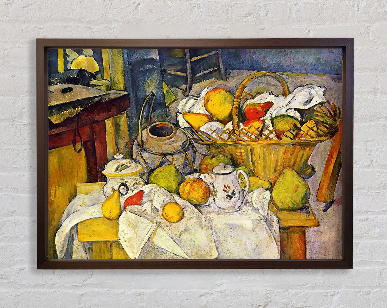 Cezanne Still Life With Fruit Basket Framed Wall Art