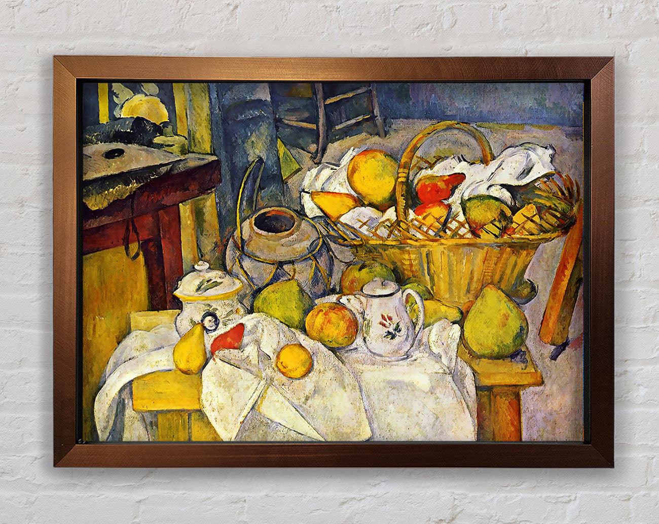 Cezanne Still Life With Fruit Basket Framed Wall Art