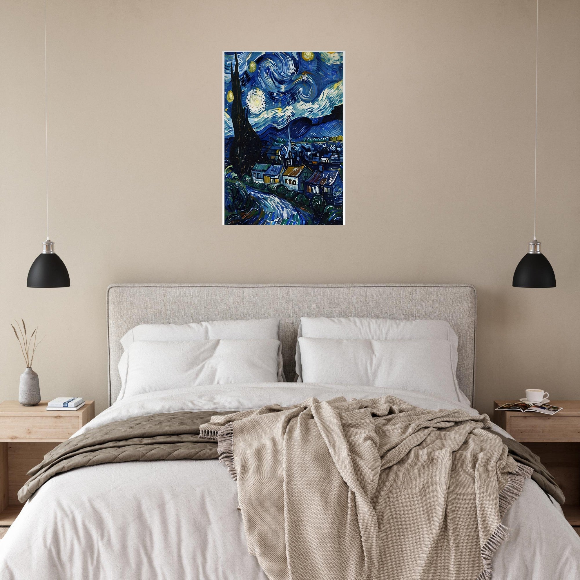 Starry Night Inspired Fine Art Print | Van Gogh Masterpiece Reproduction Poster | Classic Wall Decor