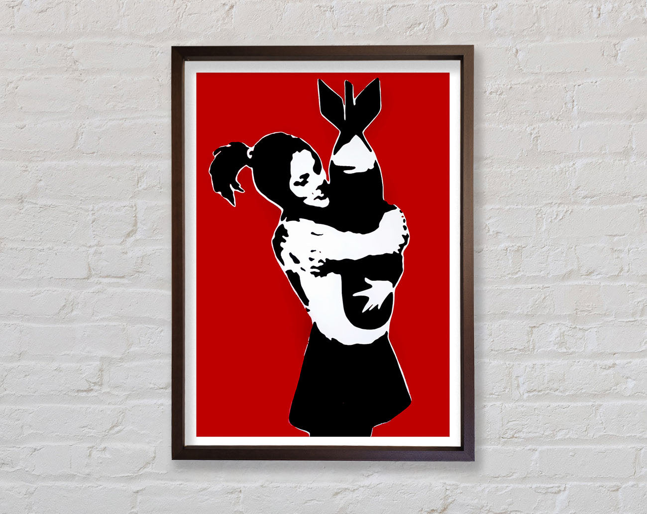 Bomb Hugger Girl Red Framed Wall Art