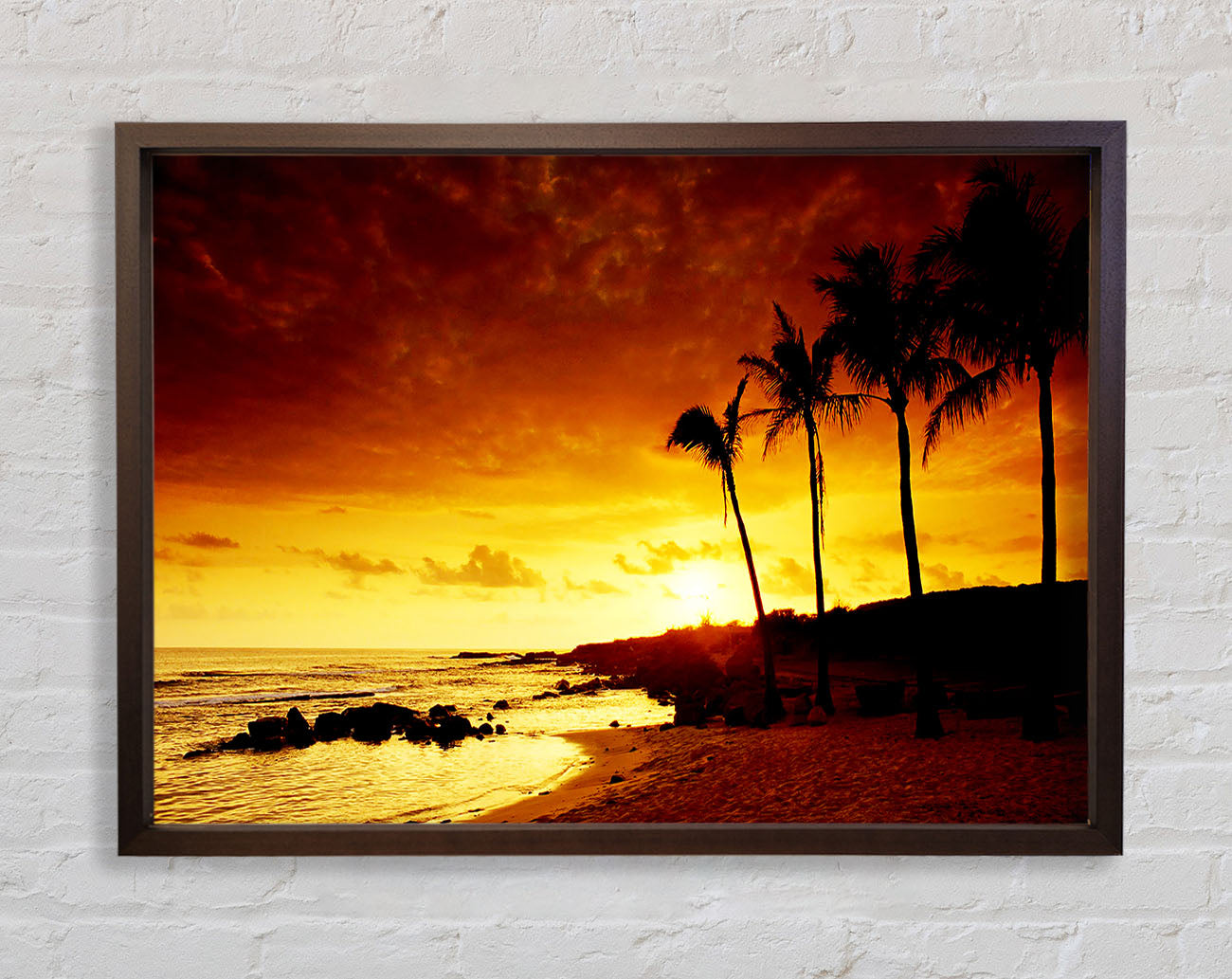 Caramel Palm Tree Sunset Framed Wall Art