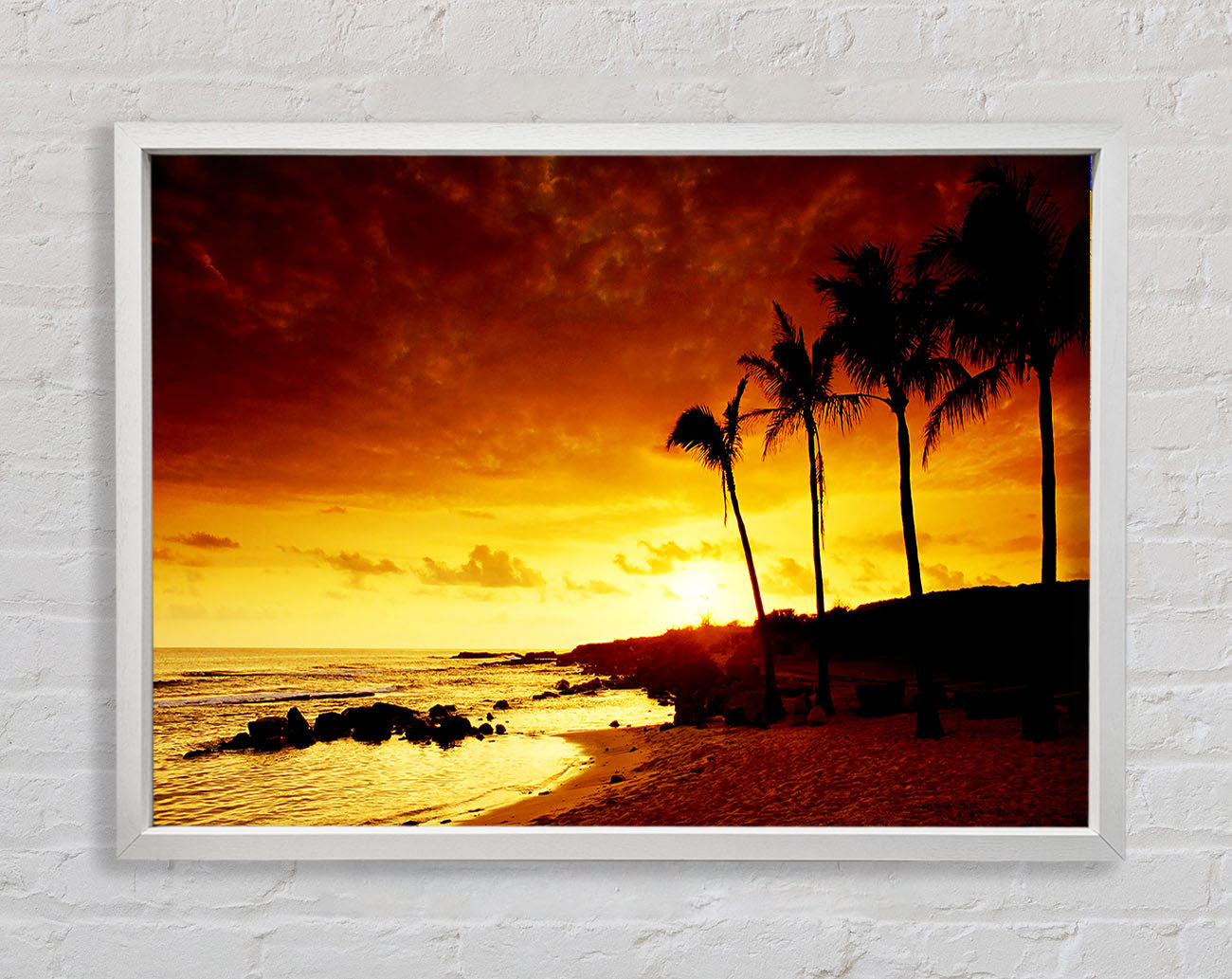 Caramel Palm Tree Sunset Framed Wall Art