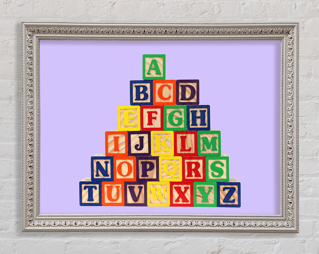 Alphabet Blocks Lilac Framed Wall Art