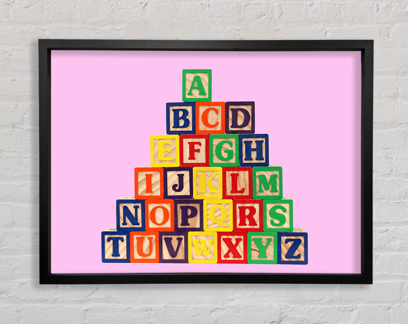 Alphabet Blocks Pink Framed Wall Art