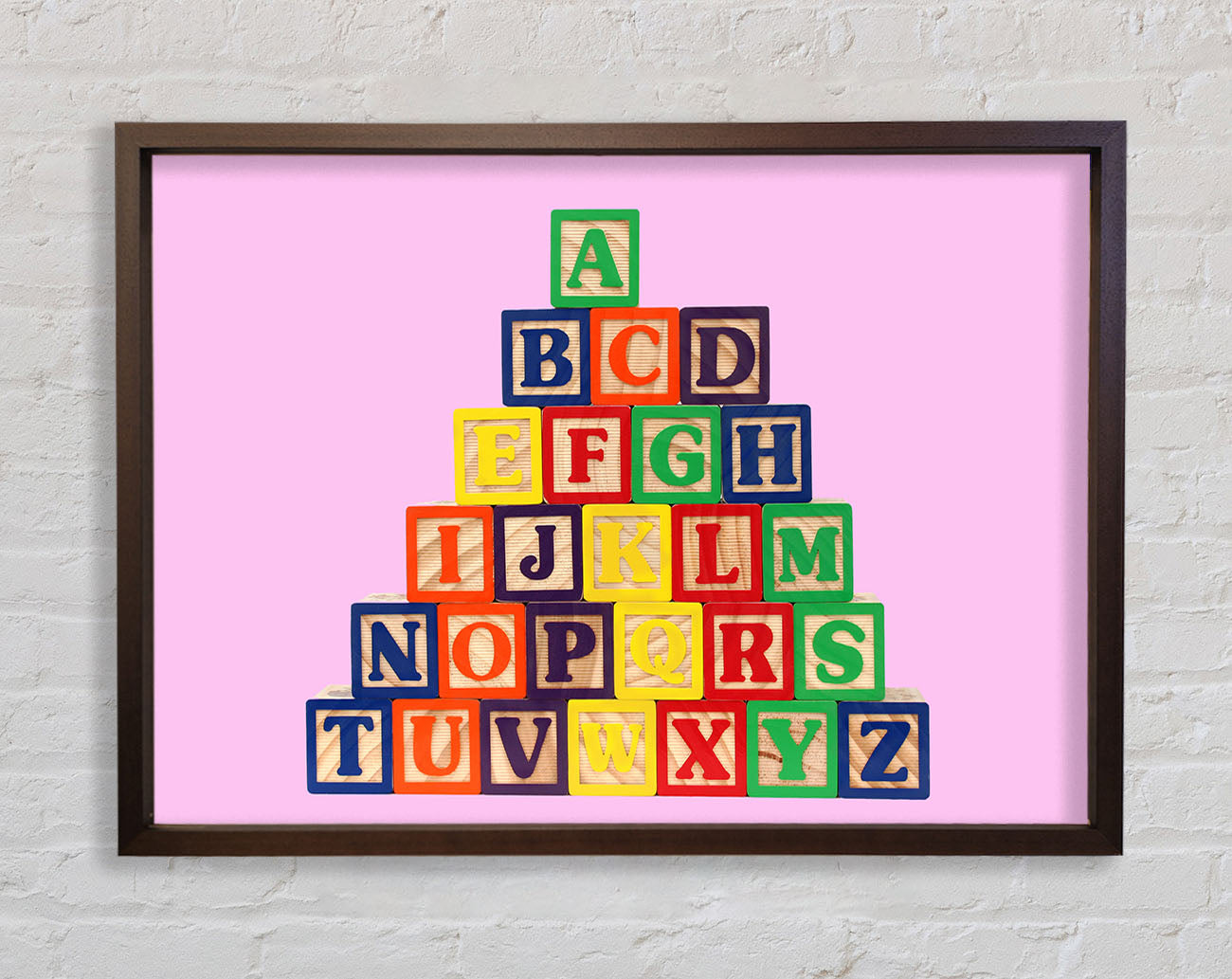 Alphabet Blocks Pink Framed Wall Art