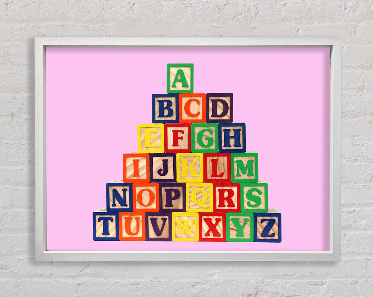 Alphabet Blocks Pink Framed Wall Art