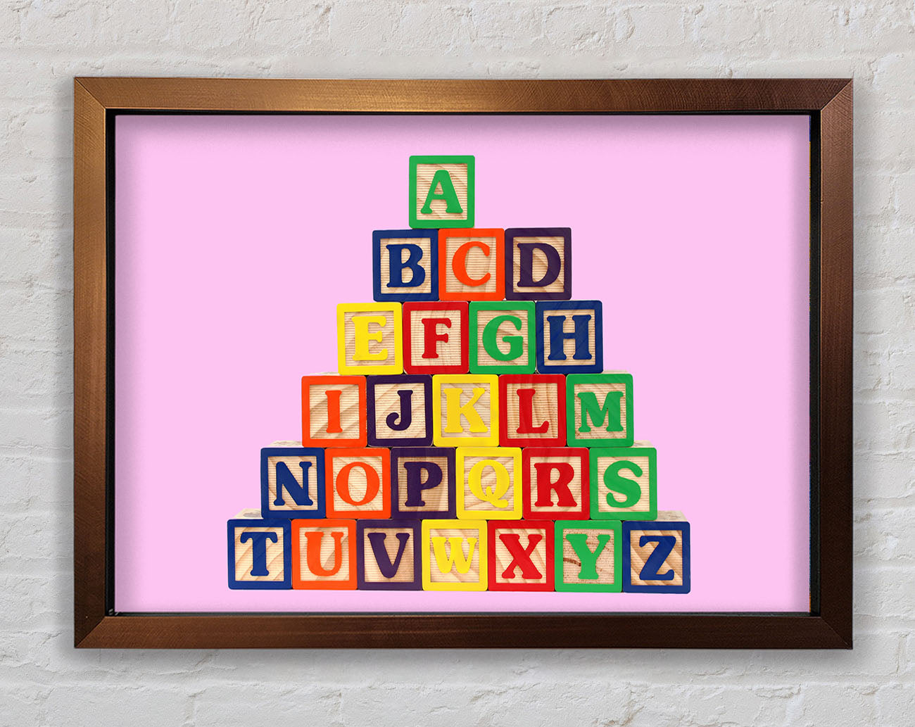 Alphabet Blocks Pink Framed Wall Art