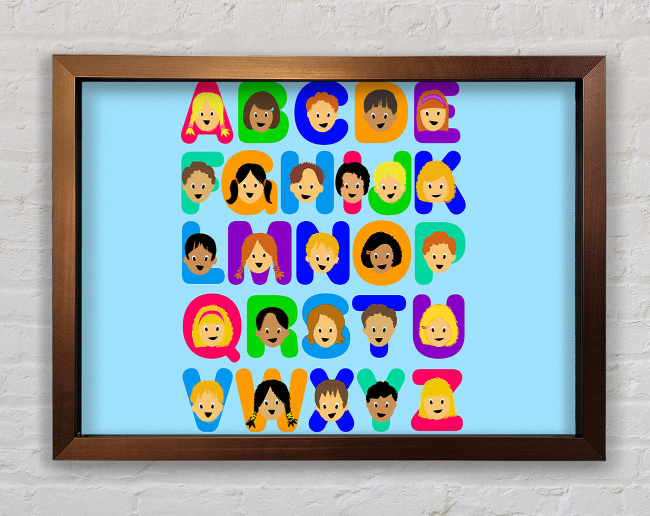 Alphabet Children Baby Blue Framed Wall Art