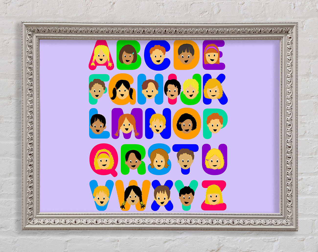Alphabet Children Lilac Framed Wall Art