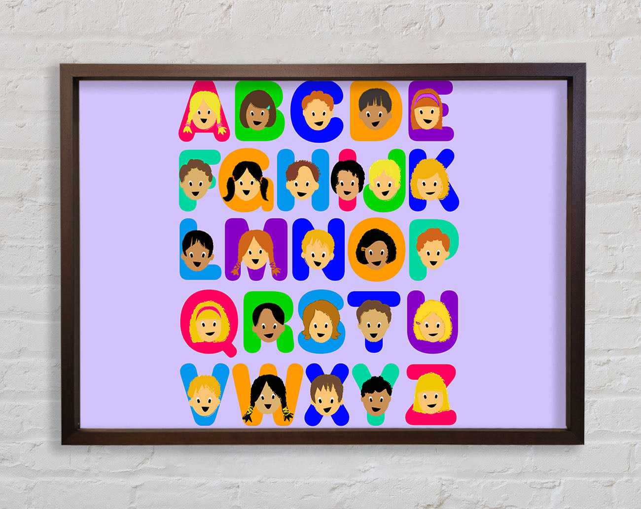 Alphabet Children Lilac Framed Wall Art