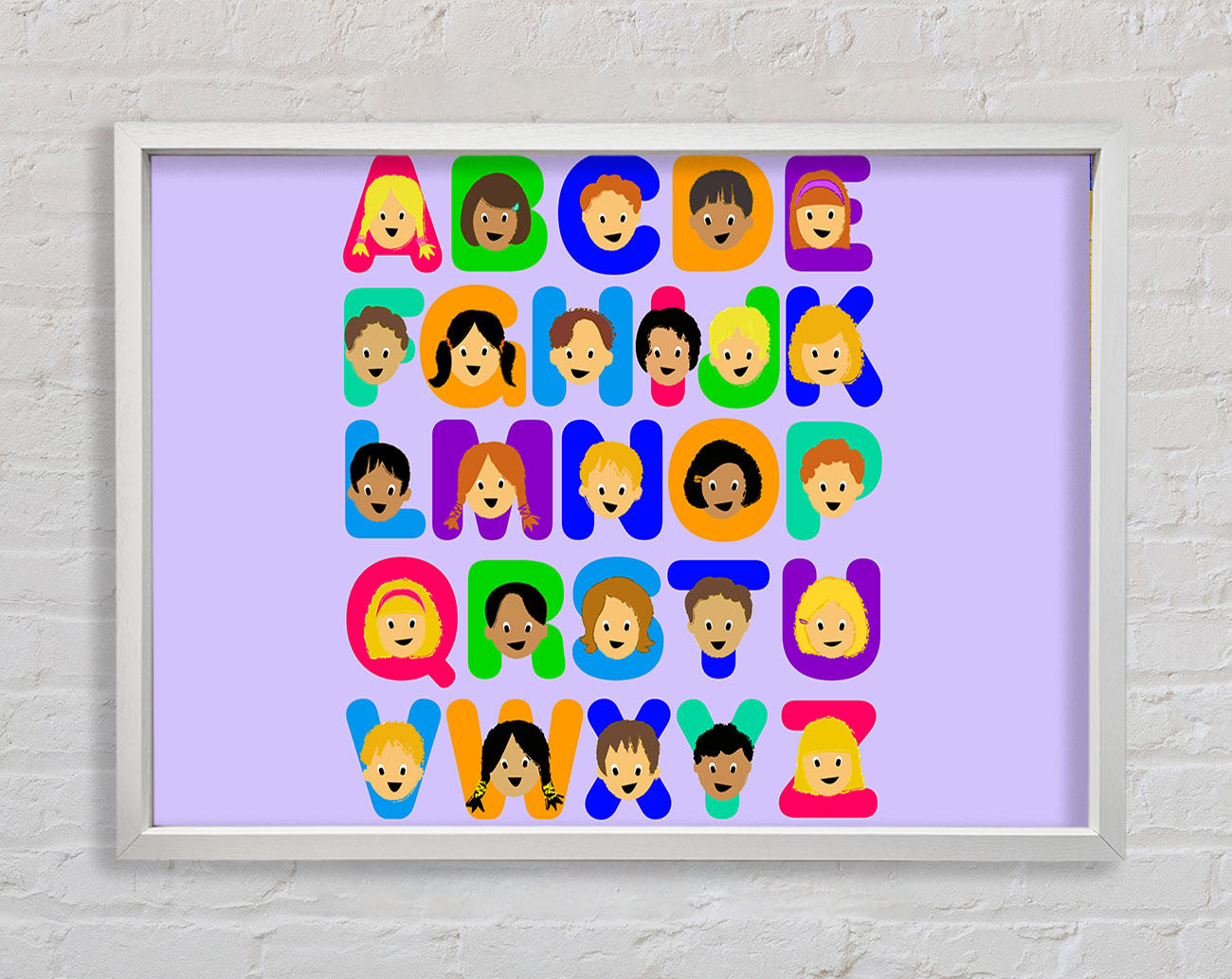 Alphabet Children Lilac Framed Wall Art