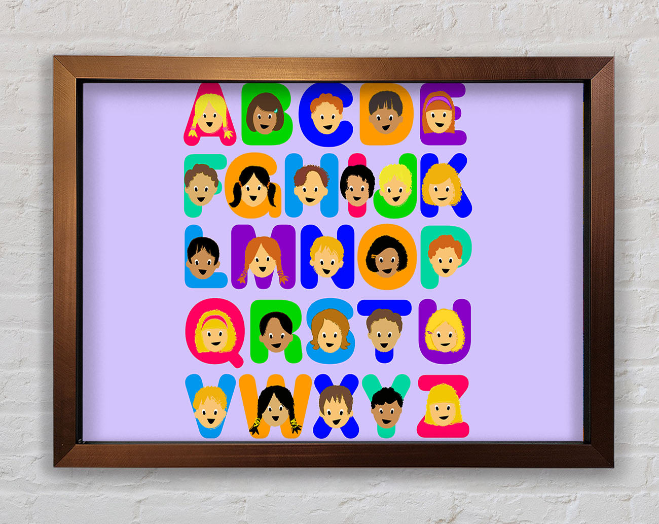 Alphabet Children Lilac Framed Wall Art