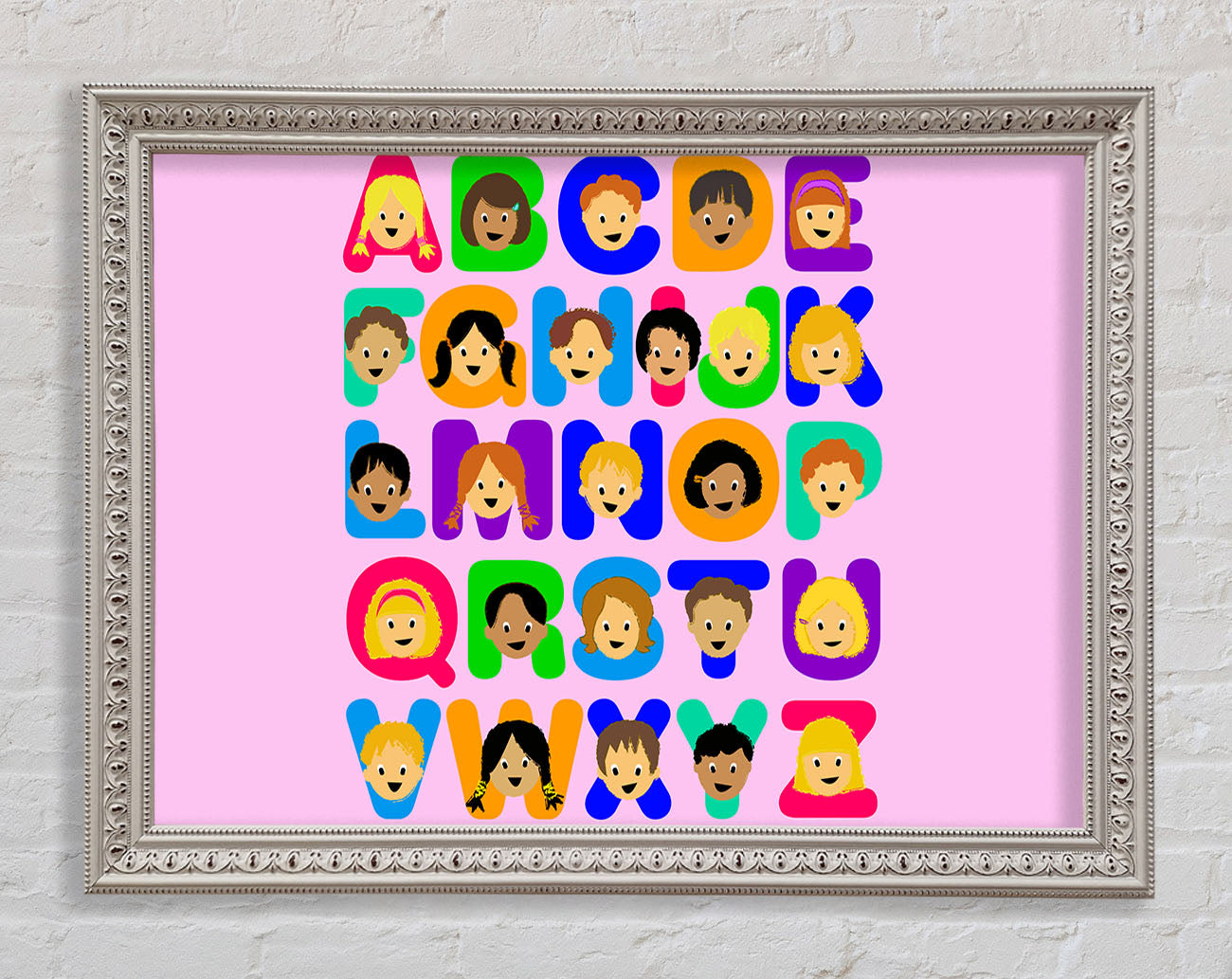 Alphabet Children Pink Framed Wall Art