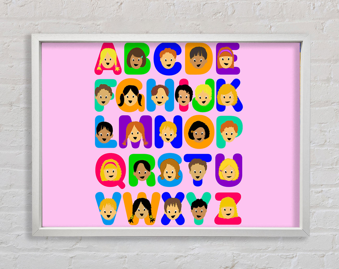 Alphabet Children Pink Framed Wall Art