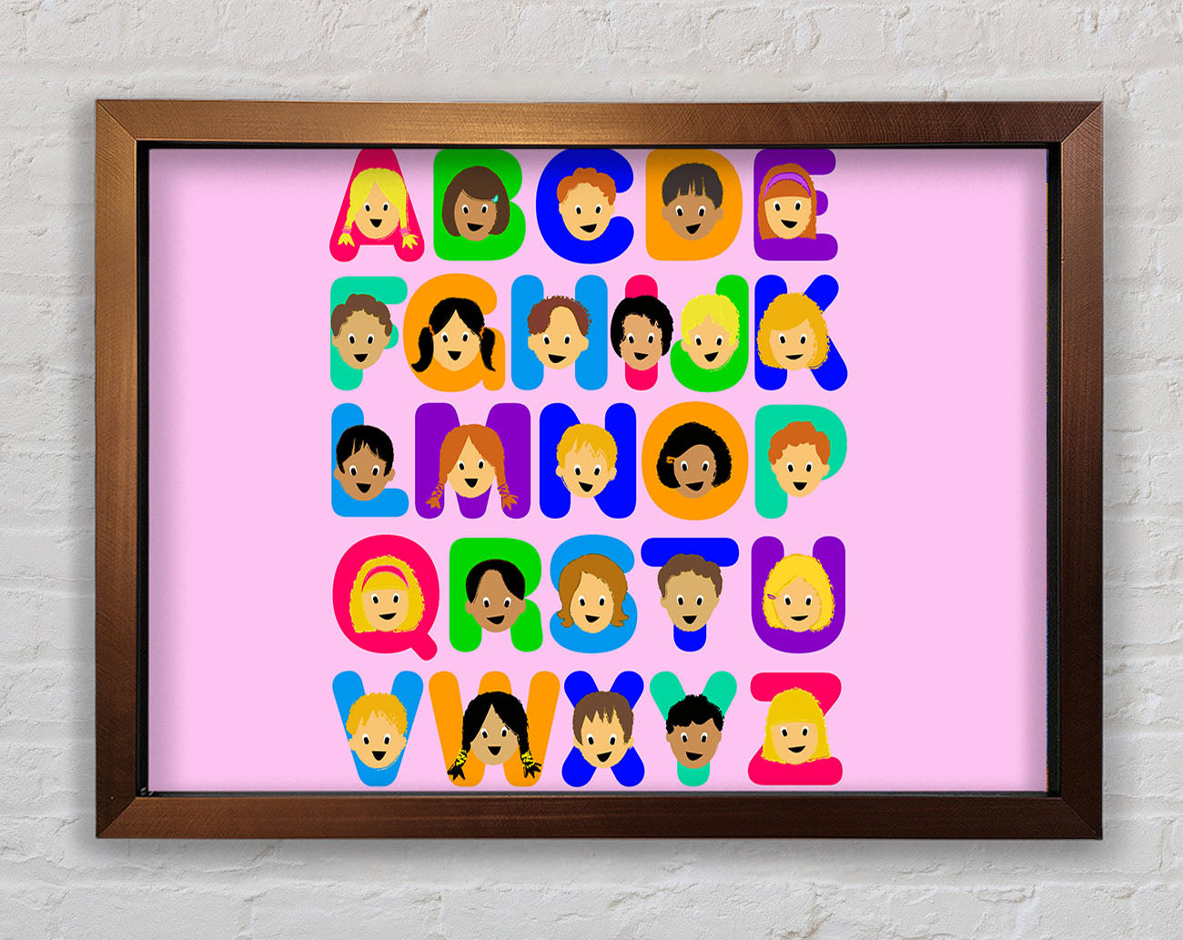 Alphabet Children Pink Framed Wall Art