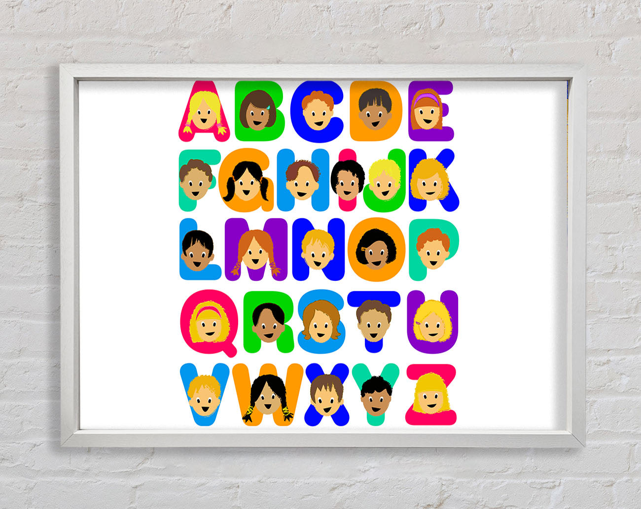 Alphabet Children White Framed Wall Art