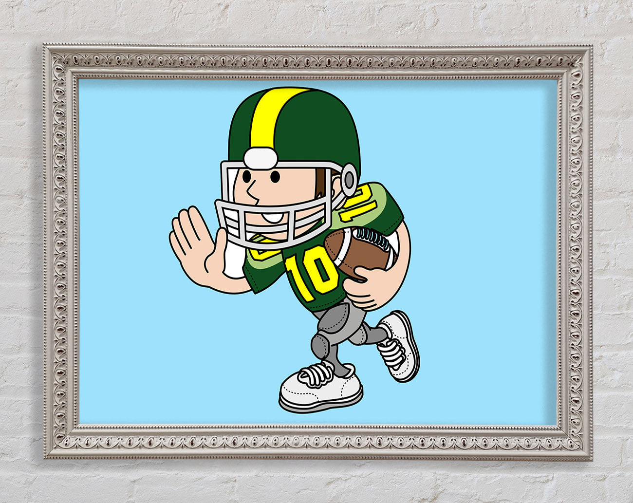 American Football Sport Player Baby Blue Framed Wall Art