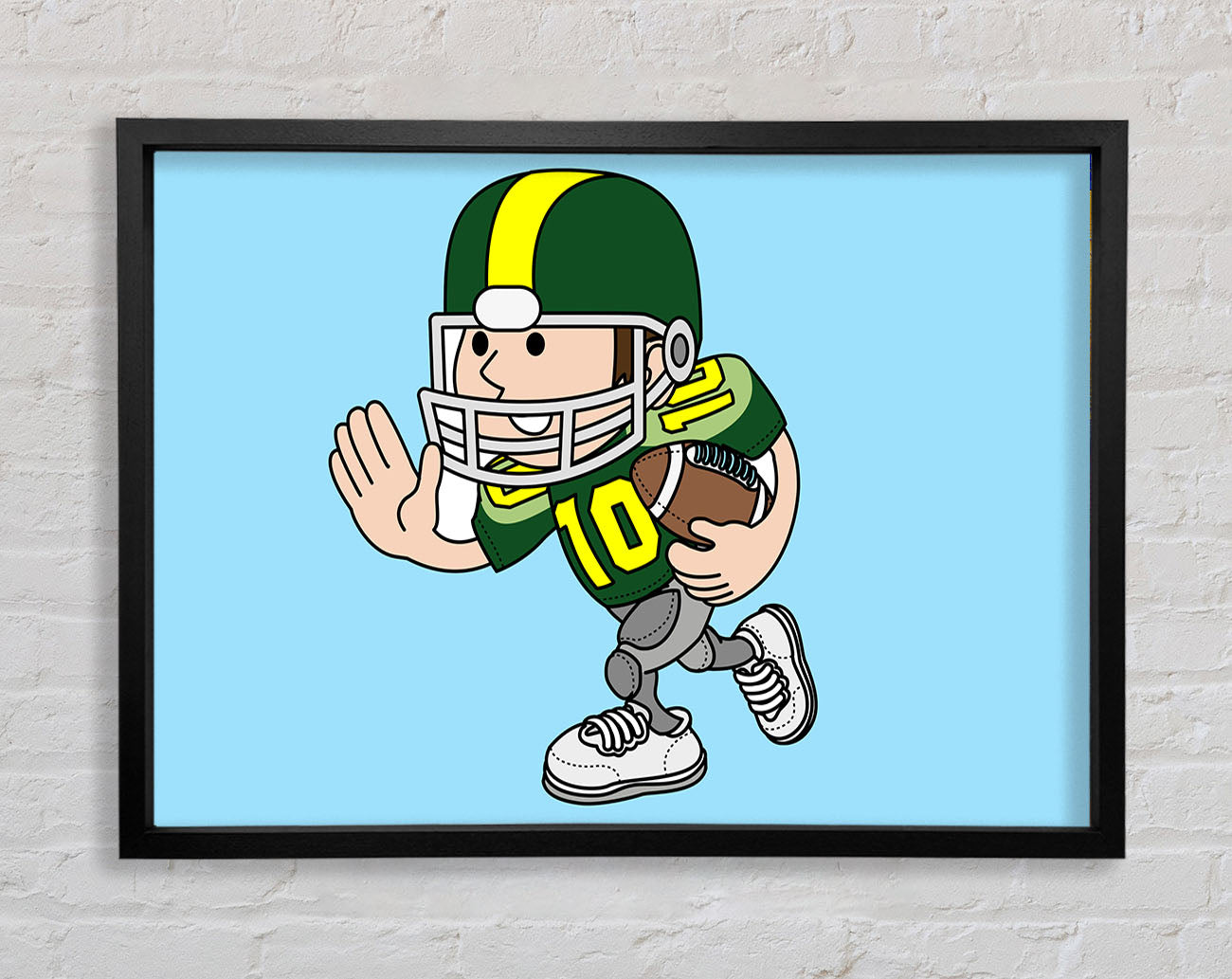 American Football Sport Player Baby Blue Framed Wall Art