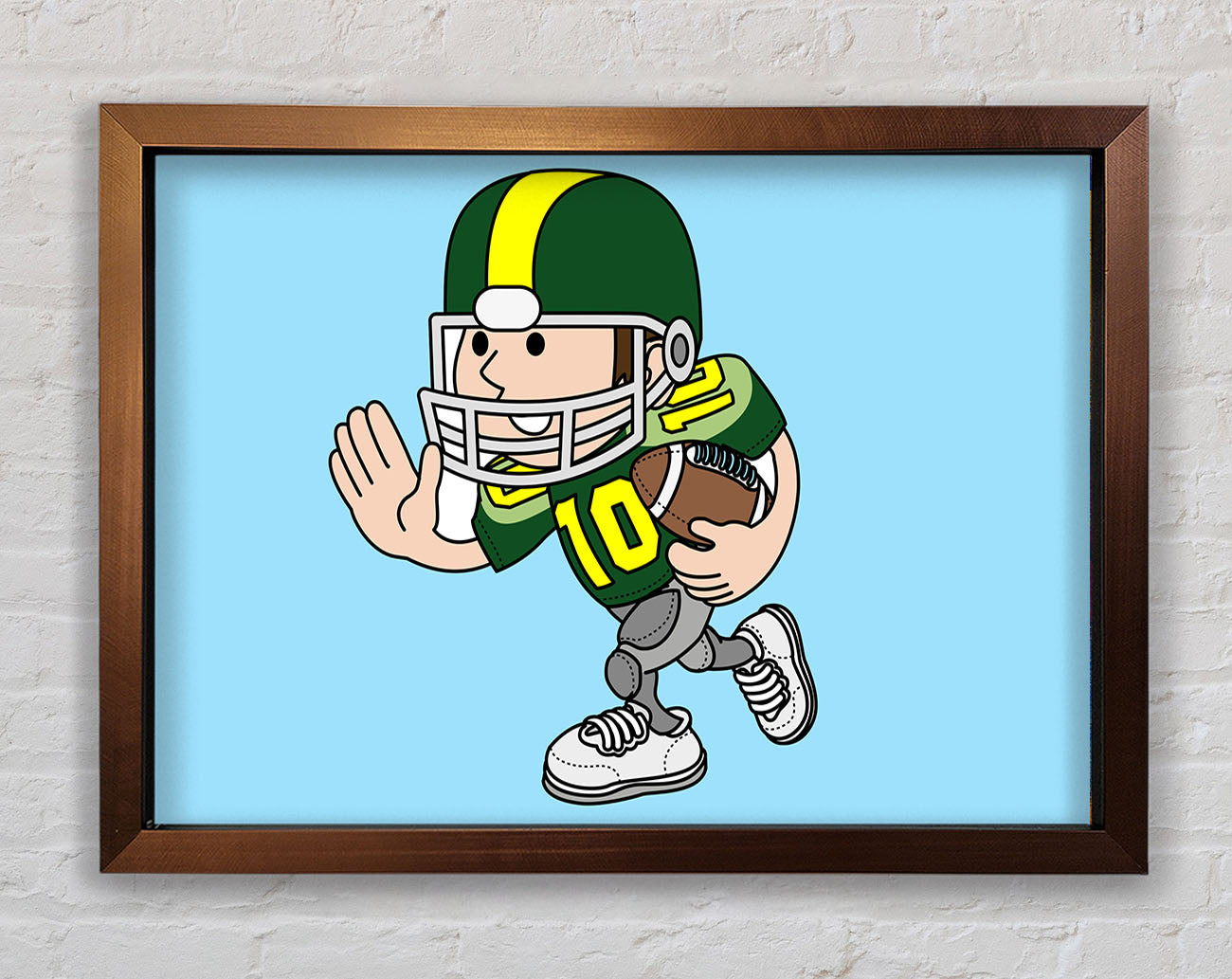 American Football Sport Player Baby Blue Framed Wall Art