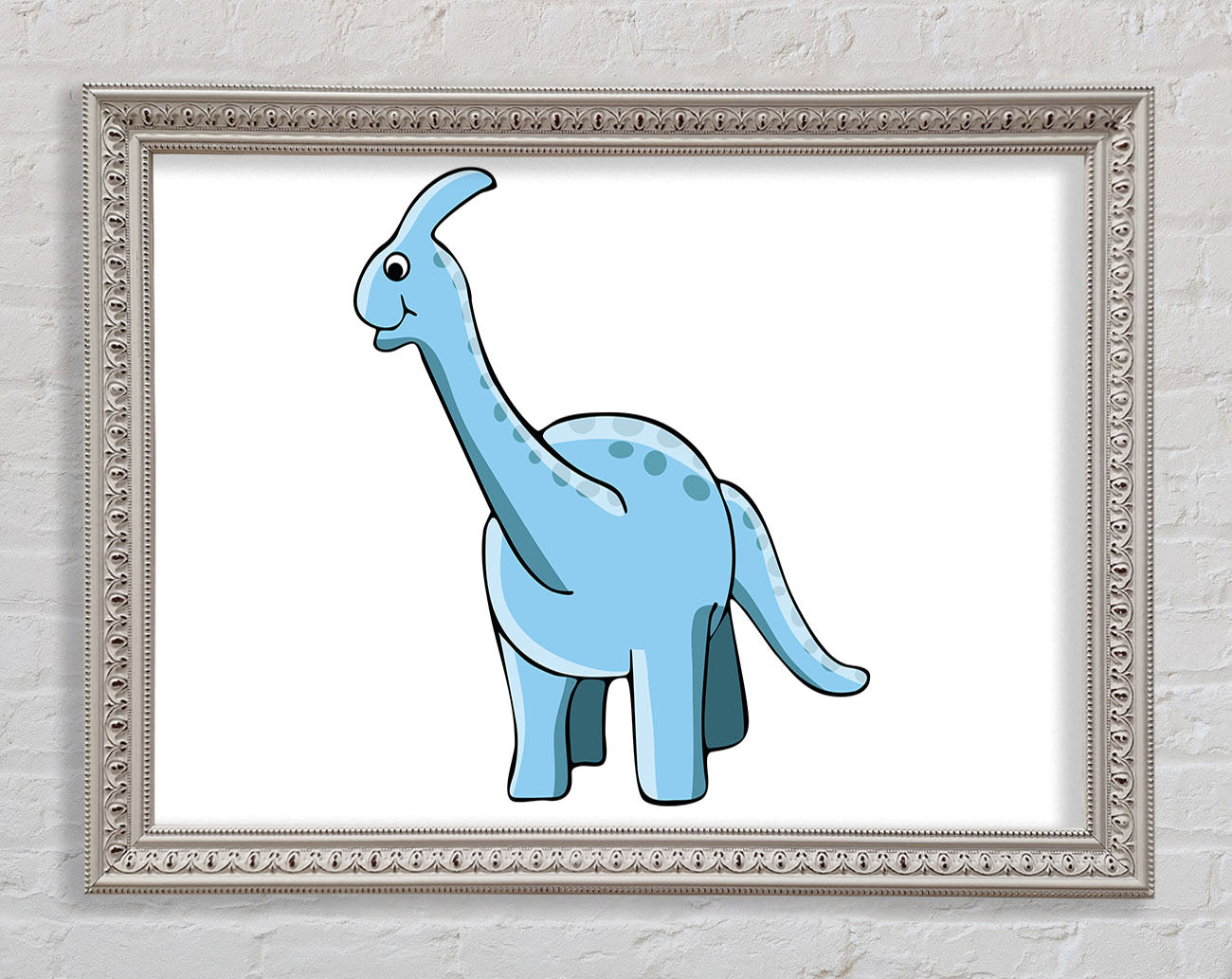 Big Funny Dinosaur White Framed Wall Art