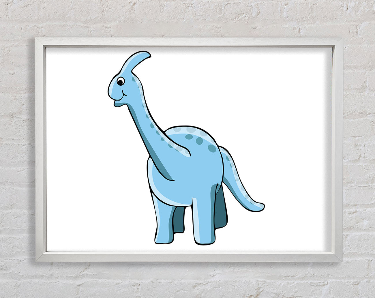 Big Funny Dinosaur White Framed Wall Art
