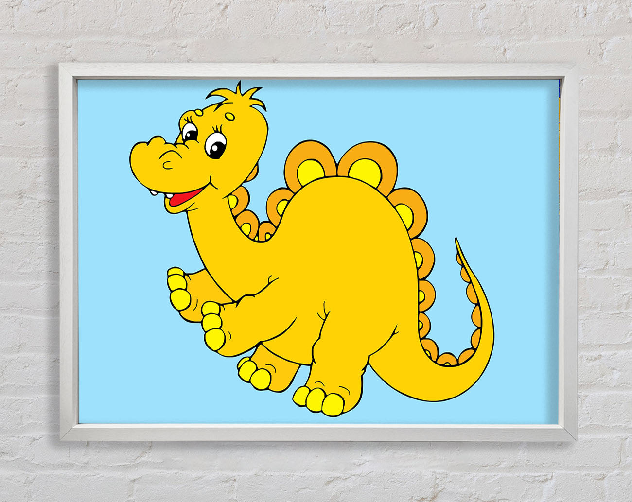 Big Happy Dinosaur Baby Blue Framed Wall Art