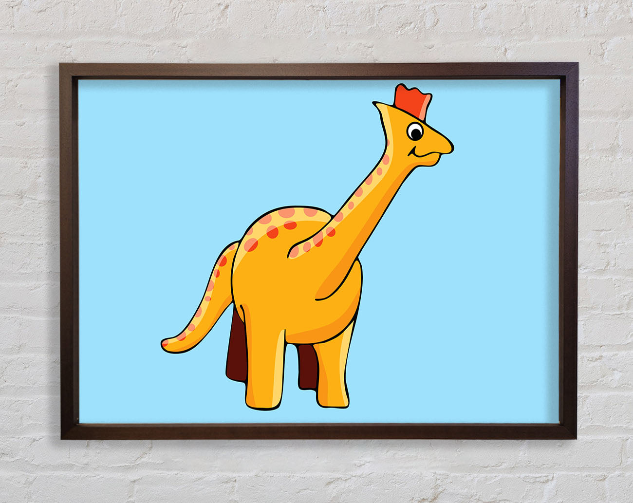 Big Herbivore Dinosaur Long Neck Baby Blue Framed Wall Art