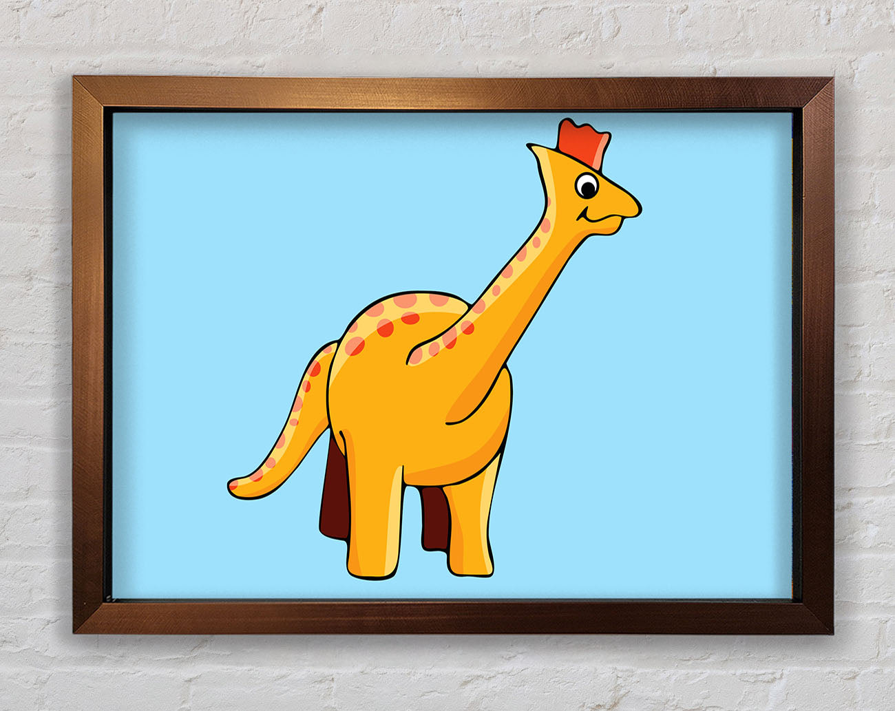 Big Herbivore Dinosaur Long Neck Baby Blue Framed Wall Art