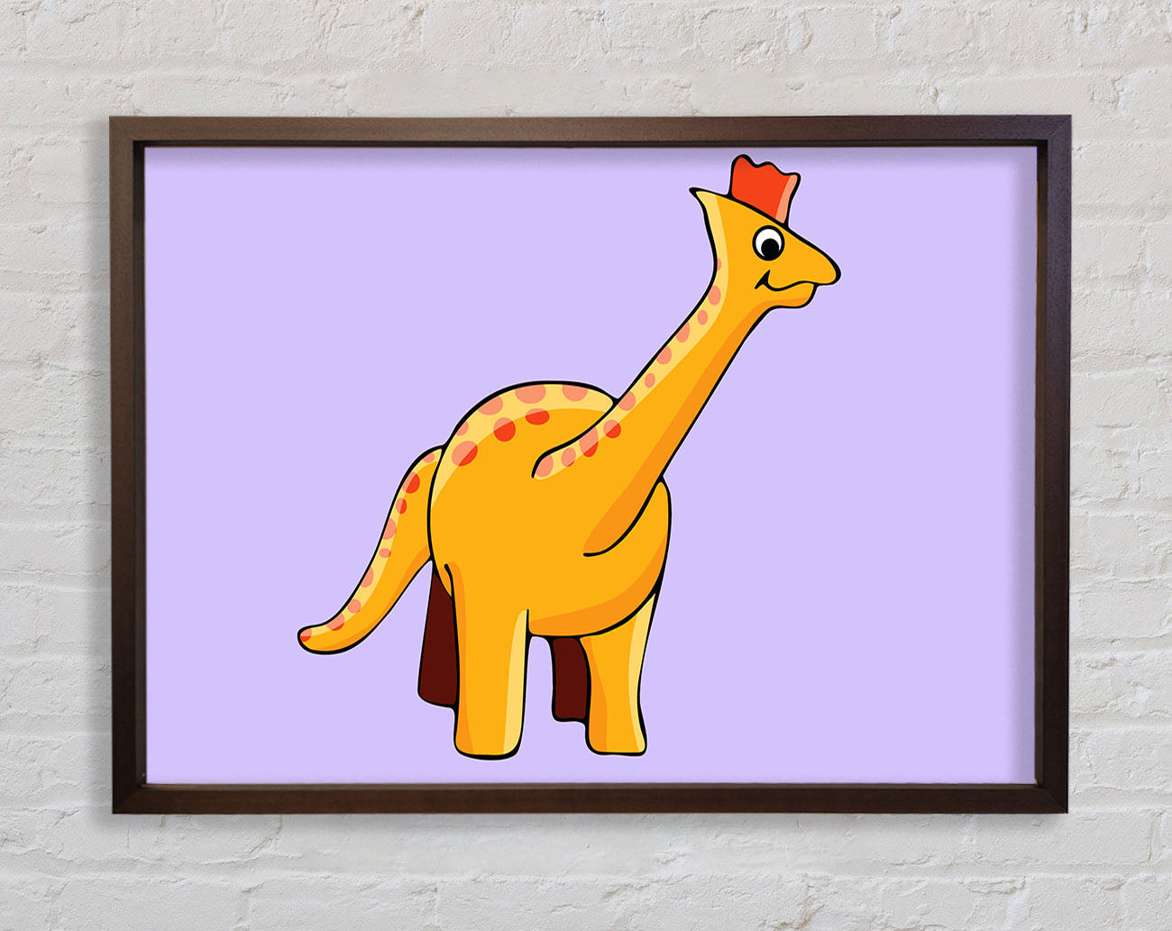 Big Herbivore Dinosaur Long Neck Lilac Framed Wall Art
