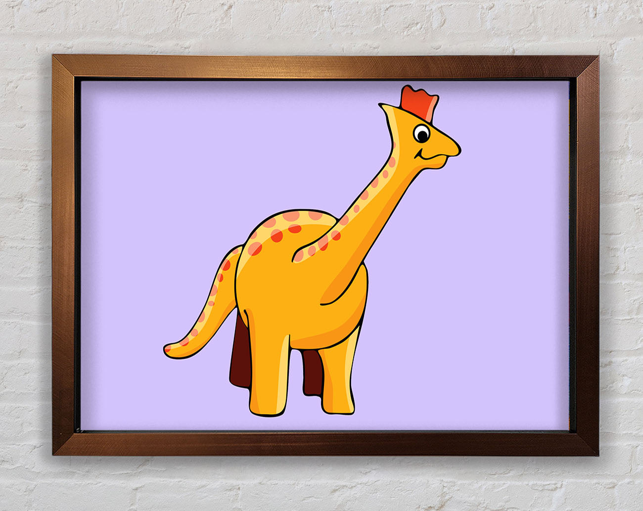 Big Herbivore Dinosaur Long Neck Lilac Framed Wall Art