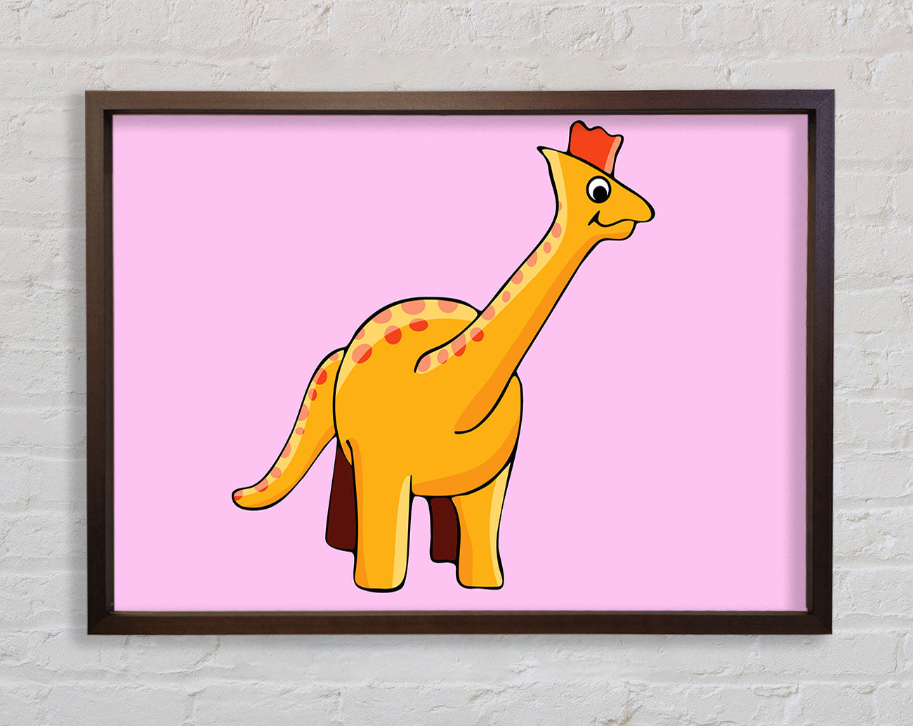 Big Herbivore Dinosaur Long Neck Pink Framed Wall Art