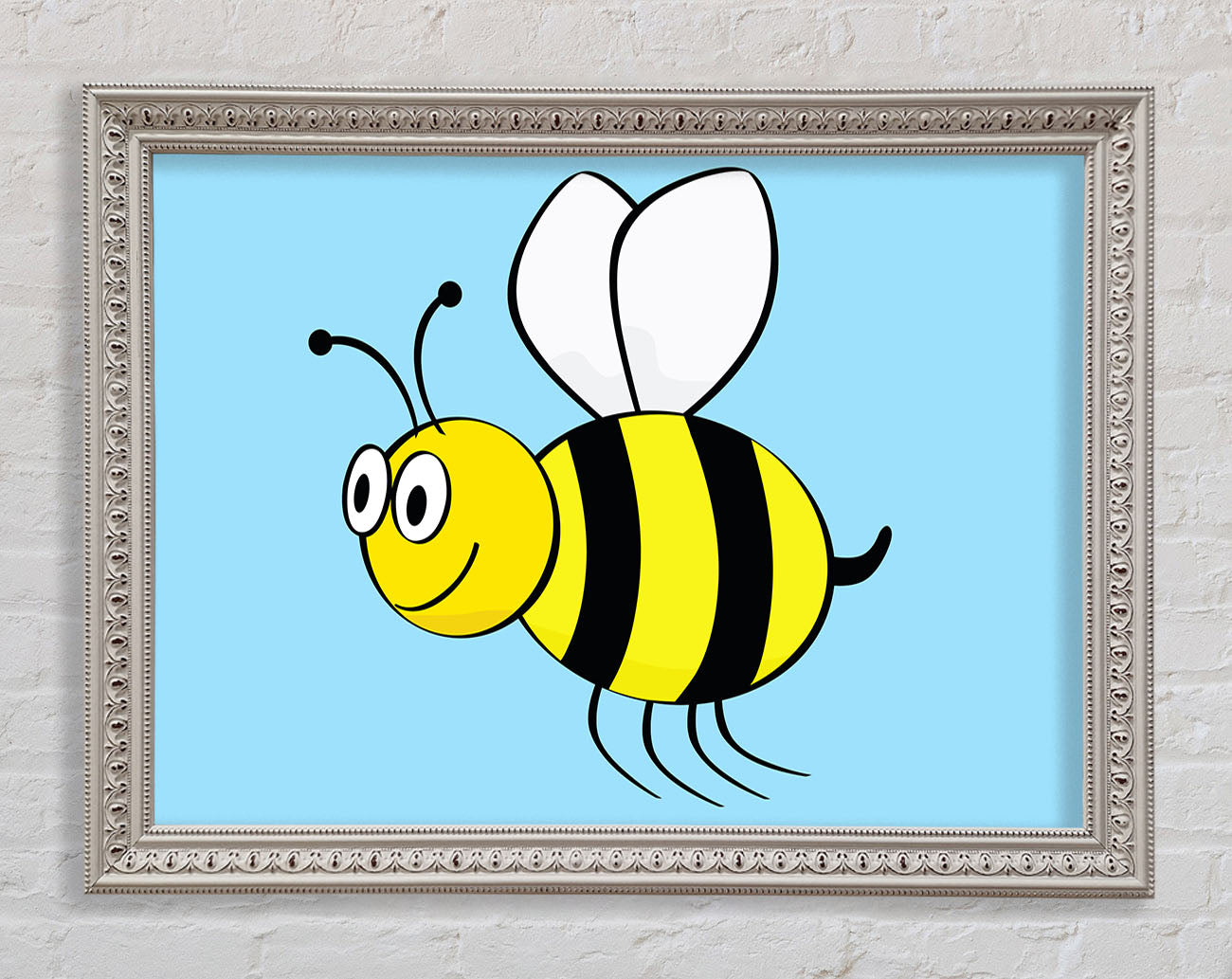 Buzzing Bee Baby Blue Framed Wall Art