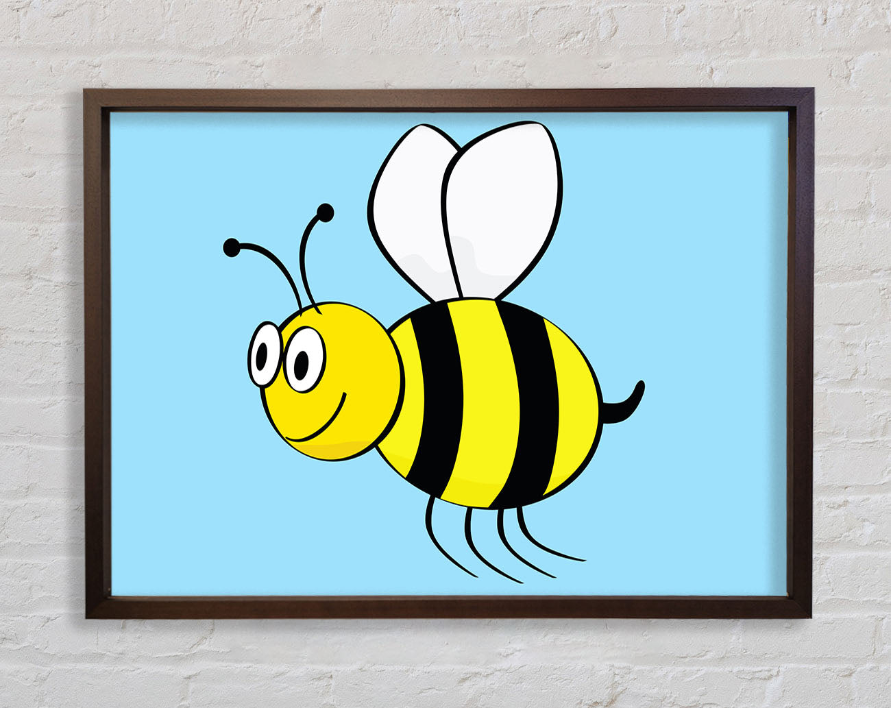 Buzzing Bee Baby Blue Framed Wall Art