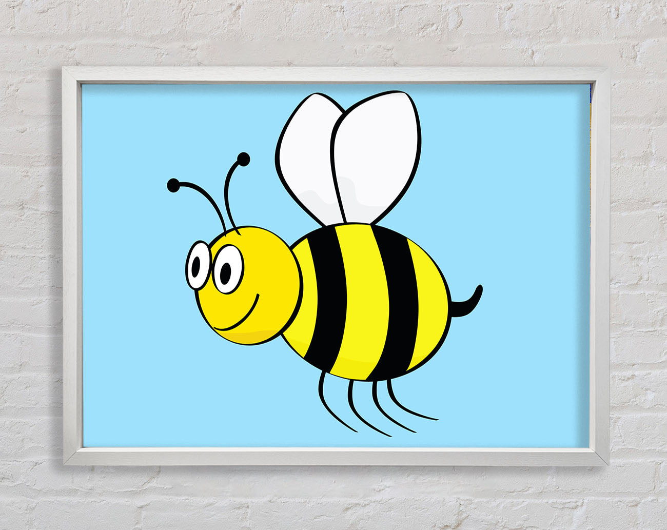Buzzing Bee Baby Blue Framed Wall Art