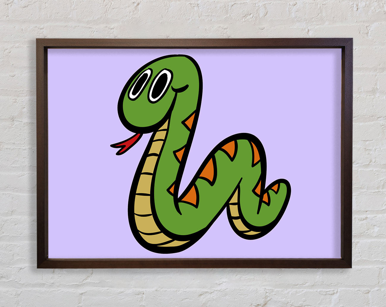 Cartoon Snake Lilac Framed Wall Art
